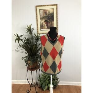 Liz Claiborne Outdoor Liz sport Women Sweater Vest 100% Cotton Pullover V-Neck